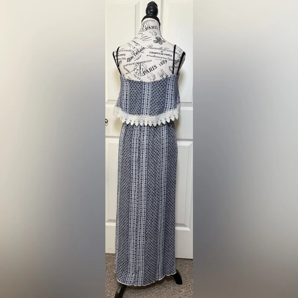 R2 Navy and Cream Western/Aztec/ Tribal Maxi Dress 👗 - Picture 3 of 3
